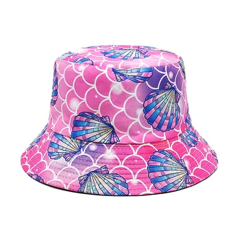 Новые двусторонние шляпы-ведерки с рисунком морской раковины для мужчин и женщин, весенние и летние панамы для защиты от солнца на открытом воздухе