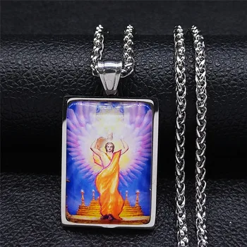 Ожерелье с изображением христианского Святого Архангела для женщин и мужчин, ожерелье из нержавеющей стали и стекла, цепочка с религиозным Богом, ювелирный ошейник