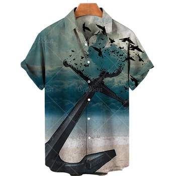 Парусник Compass Marine, летние детские рубашки и блузки с 3D-принтом, повседневная однобортная блузка с коротким рукавом, детская одежда