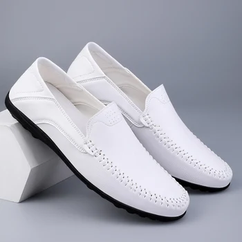 Повседневная Обувь Оверсайз в Великобритании 2023, Летняя Новинка, Трендовая Мужская Обувь Lazy Step на Мягкой Подошве, Удобная Однотонная Деловая Обувь