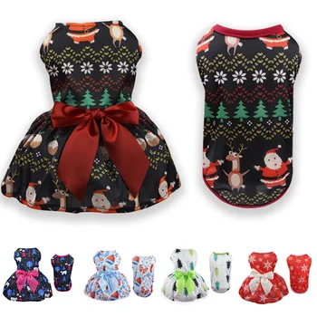 Рождественская одежда для домашних животных, платье принцессы для домашних животных, юбка для щенков, праздничное платье для маленьких собак, Юбка для кошек с бантом, одежда для собак Ropa Perro