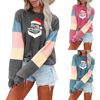 Рождественские женские свитшоты 2022, Милые Корейские вязаные пуловеры, толстые осенне-зимние свободные толстовки в стиле пэчворк, женская одежда