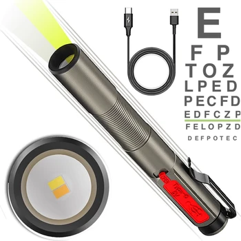 Светодиодный белый ручной фонарик с длинной ручкой, удобный для переноски, перезаряжаемый через USB небольшой осветительный фонарик