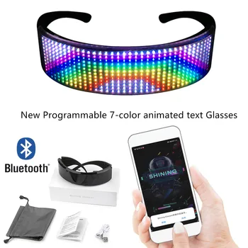 Светящиеся Bluetooth Светодиодные Светящиеся очки Управление приложением Индивидуальные Волшебные Прокручивающиеся Светодиодные Очки для текстовых сообщений Принадлежности для вечеринок Солнцезащитные очки