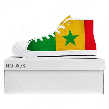 Сенегальский флаг, Высококачественные кроссовки с высоким берцем, мужские Женские парусиновые кроссовки для подростков, Сенегальская повседневная обувь для пары, Обувь на заказ