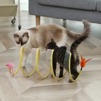 Симпатичный туннель для кошек, Складная S-образная туннельная игрушка для кошек, туннели для комнатных кошек, Весенняя игра в прятки
