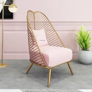 Скандинавский роскошный золотой диван для отдыха, железный стул, дизайн с полой спинкой, односпальные диваны, стулья, Мебель для гостиной, настраиваемая B