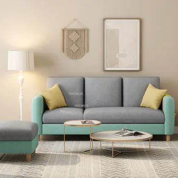 Современные минималистичные диваны для гостиной Тканевая мебель для дома в скандинавском стиле Для небольшой квартиры Двухместный диван с подлокотником на балконе