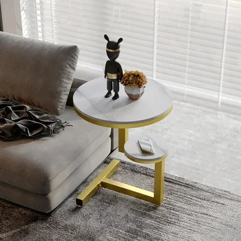 Современный минималистичный Мраморный журнальный столик для гостиной, мебель для домашнего освещения, Роскошный Угловой столик на Балконе, Прикроватный столик для спальни CN