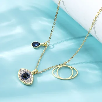 Турецкий синий кулон-чокер с подвеской от сглаза, ожерелье для вечеринок, женские украшения, Винтажное многослойное сердце, ожерелье-цепочка от сглаза, ключицы