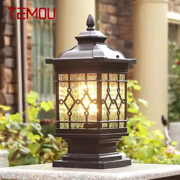 Уличный классический светильник TEMOU, простой электрический светодиодный светильник на столбе, водонепроницаемый для внутреннего двора виллы, ретро-ландшафта сада.