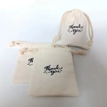 Упаковка ювелирных изделий с логотипом на заказ, сумка Canva, хлопковый мешочек на шнурке