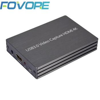 Устройство карты видеозахвата HDMI 4K 60Hz HDMI-USB 3.0 1080P 60fps Ключ для прямой трансляции игр HD Capture + Аудиовход 3,5 мм с микрофоном