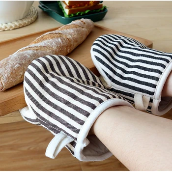 Утепленные перчатки в форме утконоса размером 14x18 см, утепляющие микроволновую печь в полоску, прочные кухонные принадлежности для выпечки.