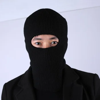Черная маска для полного покрытия лица, Балаклава с тремя отверстиями, Вязаная Шапка, Тактические Зимние Лыжные Велосипедные Тюбетейки, Шапочка-шарф, теплые Маски для лица
