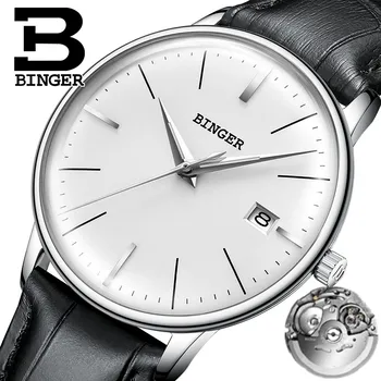 Швейцарский Механический бренд BINGER Роскошные Мужские Автоматические наручные часы с сапфировым стеклом, деловые Мужские Водонепроницаемые Reloj Hombre