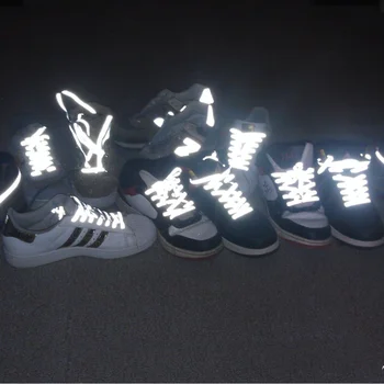 1 пара плоских светоотражающих шнурков для обуви 120 см, безопасные светящиеся светящиеся шнурки Унисекс для спортивной баскетбольной парусиновой обуви
