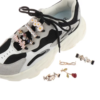 1 шт. пряжка для шнурков, блестящие стразы, зажимы для шнурков, женские туфли с цветочным жемчугом, шарм, сделай сам, кружевная пряжка, шнурки для обуви, металлическое украшение