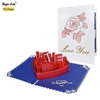 10 Упаковок Валентинок Любовные 3D Поздравительные открытки для жены Мужа Подруги Подарок на годовщину свадьбы