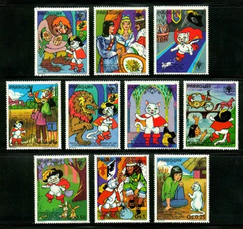 10 шт., марка почты Парагвая, 1982, сказка, мультяшные марки, настоящий оригинал, высокое качество, MNH
