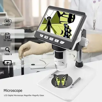 1000X HD1080P 4,3-дюймовый ЖК-цифровой микроскоп, Портативный настольный микроскоп, набор увеличительных стекол, Поддержка 10 языков