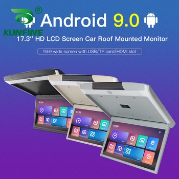 17,3-дюймовый дисплей с цифровым экраном Android 9.0, монитор на крыше автомобиля, ЖК-дисплей, откидной экран, Мультимедийное видео, Потолочное крепление на крыше