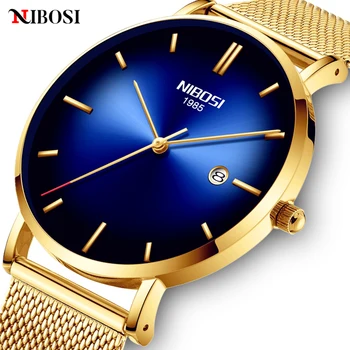 2022 Повседневные мужские Часы NIBOSI, лучший Бренд класса Люкс, ультратонкие кварцевые Часы, мужские Простые деловые часы из сетчатой стали, 2023