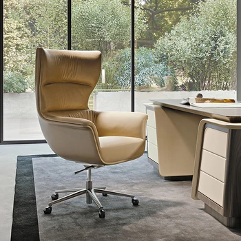 2023 новое итальянское роскошное минималистичное офисное кресло для кабинета, высококачественное дизайнерское кожаное книжное кресло
