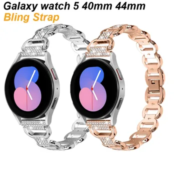 20мм 22мм Блестящий Ремешок Для Samsung Galaxy Watch 5 40мм 44мм Легкий Металлический Ремешок Для Galaxy Watch 4 /4classic 40мм 44мм 42мм 46мм Ремень