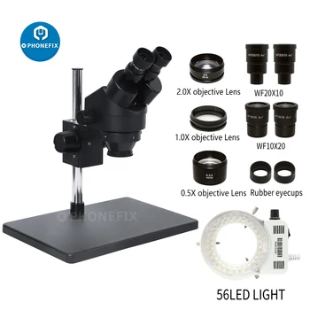 3.5X-180X Промышленный Бинокулярный стереомикроскоп с непрерывным увеличением Microscopio + Большой Стол С регулируемым освещением 56LED