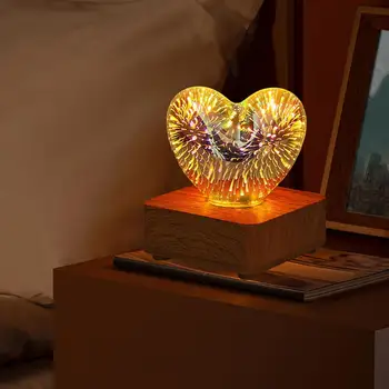 3D светодиодный ночник с романтической атмосферой, декоративная настольная лампа на деревянном основании для спальни, лестницы, дома, прихожей, вечеринки