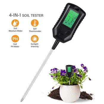 4 в 1 Измеритель почвы, тестер PH почвы, влажности, температуры, освещенности, датчик влажности окружающей среды, монитор для садовых растений