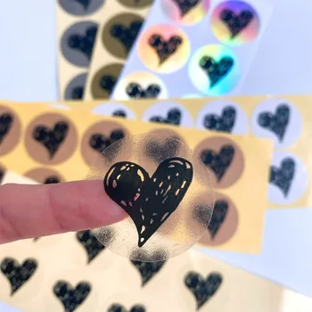 500 шт./лот Креативная Черная Ручная Роспись Love Heart Упаковочная Запечатывающая наклейка Индивидуальные наклейки для выпечки DIY