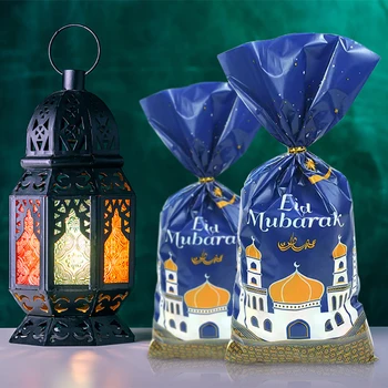 50шт Подарочных пакетов на Ид Мубарак Пластиковый Пакет для конфет и печенья Рамадан Карим Украшение 2023 года Исламские Принадлежности для мусульманских вечеринок Подарки на Ид