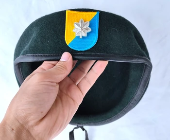 8-я группа специального назначения Армии США всех размеров Шерстяной Черновато-зеленый берет подполковника, Знак ОТЛИЧИЯ, Шляпа 1963 ~ 1972 гг.