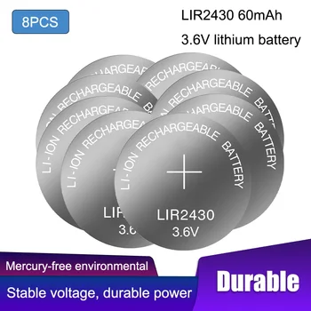 8ШТ Литиевая аккумуляторная батарея LIR2430 3,6 В может заменить кнопочные батареи CR2430 3,6 В 100% Новые и оригинальные