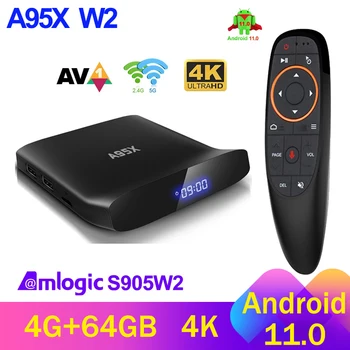 A95X W2 Android 11 Smart TV Box Amlogic S905W2 4 ГБ 32 Г 64 ГБ 2,4 Г и 5 Г Двойной Wifi 4 К BT медиаплеер Youtube 2G16G Телеприставка Tvbox