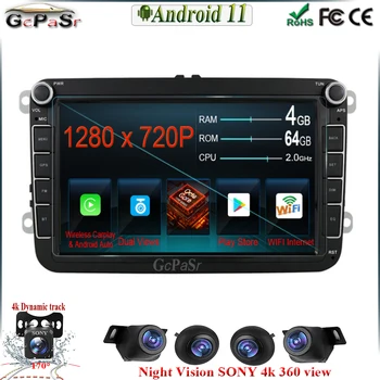 Android 12 GPS Автомобильное радио Аудио Авто Для VW/Фольксваген/Гольф/Пассат/b7/b6/Шкода/Сиденье/Октавия/Поло/Тигуан IPS Автомобильный Беспроводной Carplay