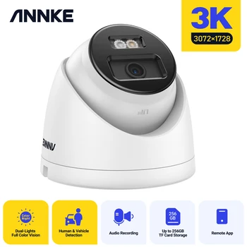 ANNKE 3K, уличная камера видеонаблюдения с двойным освещением PoE, цветная ИК-камера ночного видения, обнаружение транспортных средств человеком, Встроенный микрофон, IP-камеры