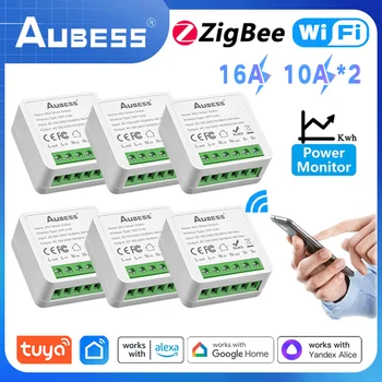 AUBESS WiFi Switch Tuya Smart Home Gadgets Automation MINI DIY 2-Gang 2-Позиционный модуль реле Alexa Alice Google Assistant