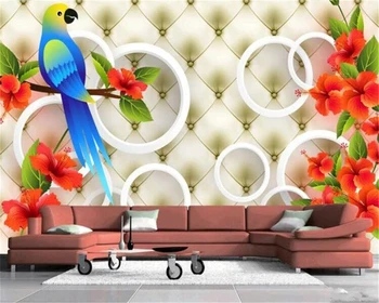 beibehang Индивидуальные обои 3D фотообои высококачественная модная мягкая упаковка красивый фон с цветами и птицами ручной росписи