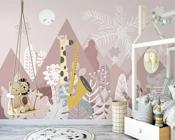 beibehang Пользовательские современные скандинавские обои с ручной росписью для детей в розовой долине и лесу, бумага для рисования, 3d-бумага из папье-маше