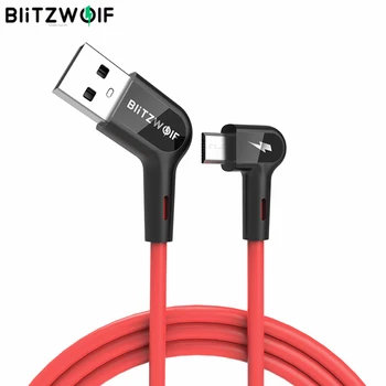 Blitzwolf BW-AC2 2.4A 90 ° Прямоугольный Кабель для передачи данных USB A-Micro 0,9 м 1,8 м для игрового мобильного телефона Samsung для Xiaomi