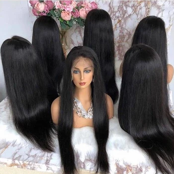 Civrie 32 дюйма 34 дюйма 13x6 13x4 Прямые парики из человеческих волос на кружеве все за 1 настоящие и бесплатная доставка из Бразилии парики для женщин