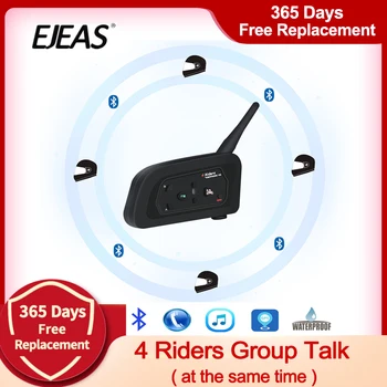 EJEAS V4 Домофон Мотоциклетный Шлем Bluetooth Гарнитура 850 мАч 4 Человека intercomunicador moto Динамик Водонепроницаемый FM-Радио