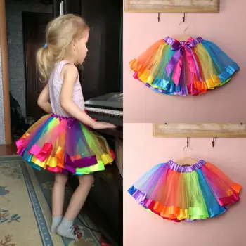 FOCUSNORM от 0 до 8 лет Летняя детская юбка-пачка для девочек, яркая праздничная юбка-пачка из радужного лоскутного тюля, мини-платье-пачка