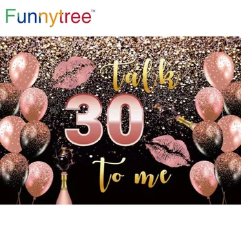 Funnytree 20 30 40 50th Birthday Party Background Леди Розовое Золото Шампанское Женщина Девушка Празднование Вехи Фон Для Фотосессии