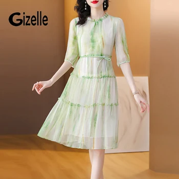 Gizelle, высококачественное элегантное праздничное платье, повседневный бандаж с принтом, Пляжное платье Миди в стиле Бохо, Винтажная Женская Офисная женская одежда Traf Z