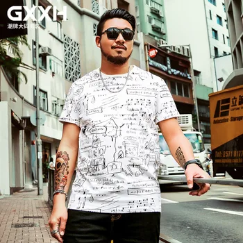 GXXH Мужская футболка Большого размера xxl 3XL 4XL 5XL 6XL 7xl С принтом в стиле Граффити, Мужская футболка оверсайз, Большая Высокая Футболка
