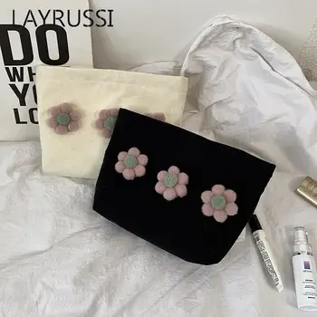 LAYRUSSI 3D цветочным узором путешествия макияж сумка на молнии портативный косметический мешок портативный большой емкости хранения сумка макияж кисти мешок